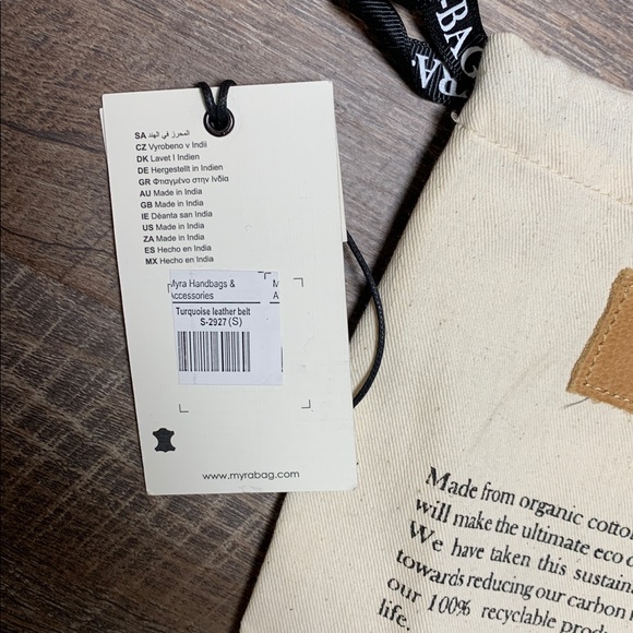 Myra Bag Turquoise Hand-Tooled Leather Belt size small with dust bag - Picture 7 of 11